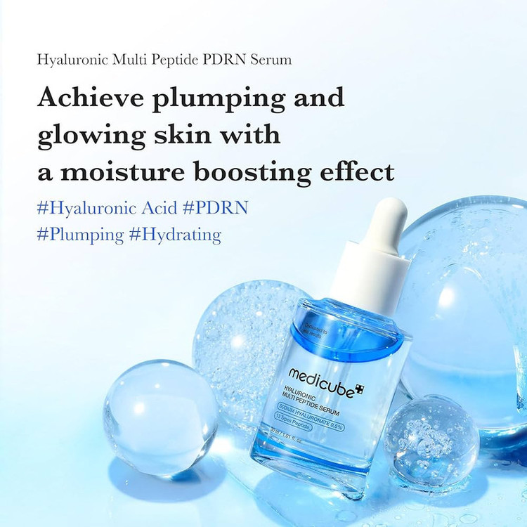 سرم آبرسان و جوانساز پوست مدیکیوب مدل Hyaluronic Multi Peptide مناسب برای انواع پوست حجم 30 میلیلیتر